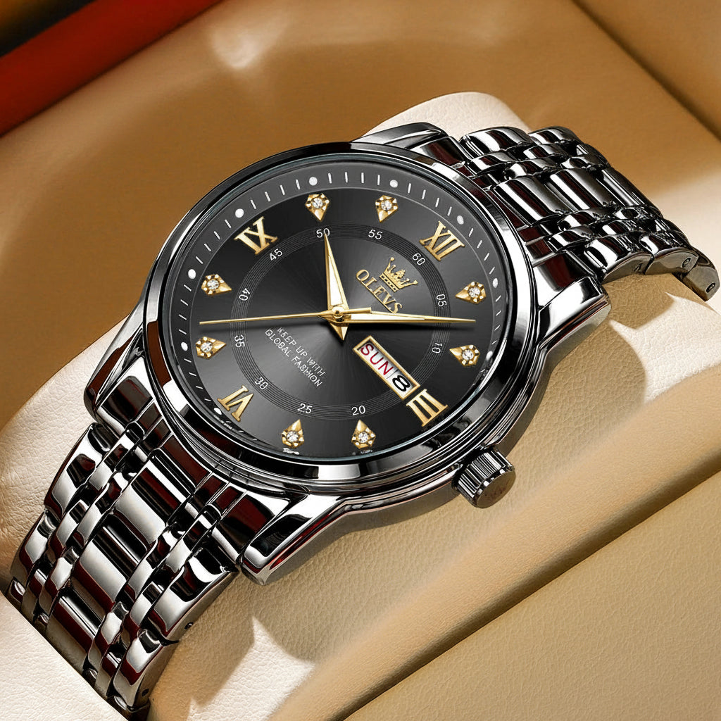 OELVS TY712 Casual Waterproof Stainless Steel Scratch-Resistant Quartz Watch - OLEVS