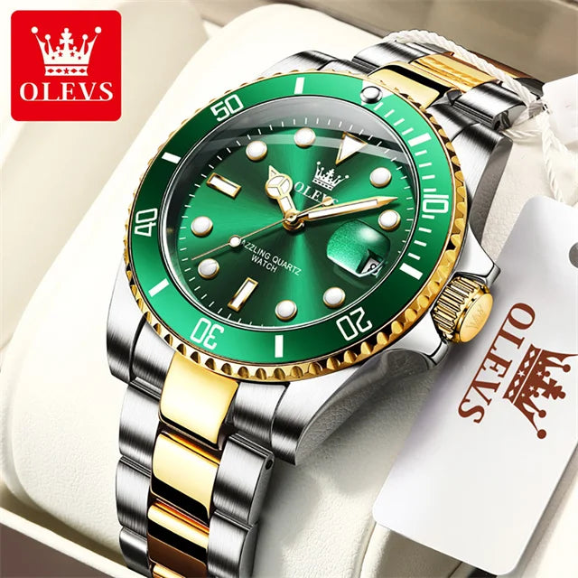 OLEVS Top Original Quartz Watch for Men Diving Series Stainles Steel Waterproof Man Watch Fashion Luxury Brand Men's Wristwatch OLEVS Official Watch Store