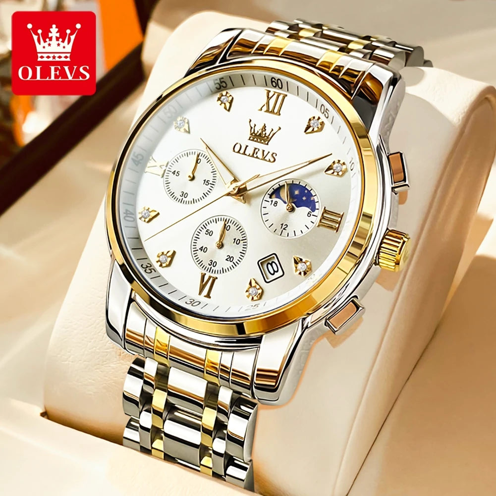 OLEVS 2858 Chronograph, Moonphase Watch - OLEVS