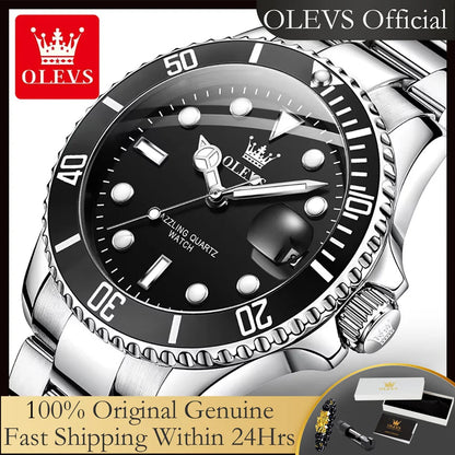 OLEVS Top Original Quartz Watch for Men Diving Series Stainles Steel Waterproof Man Watch Fashion Luxury Brand Men's Wristwatch OLEVS Official Watch Store