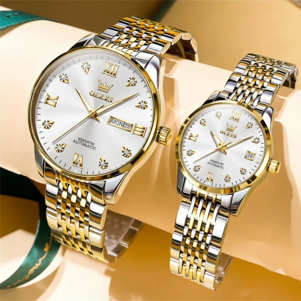 OLEVS 6673 Automatic Mechanical Couple Watch - OLEVS