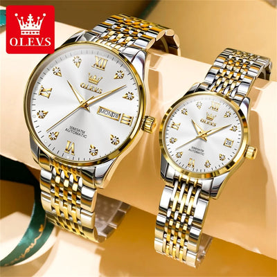 OLEVS 6673 Automatic Mechanical Couple Watch - OLEVS