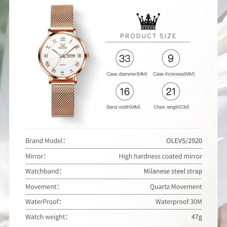 OLEVS 2920 Women's Watch Top Quality Stainless Steel - OLEVS