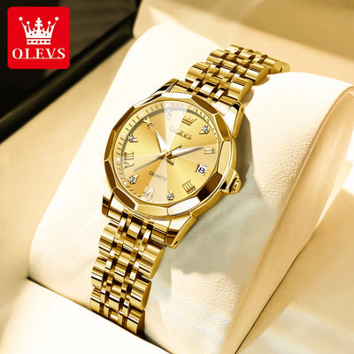 OLEVS 9931 Luxury Diamond Quartz Watch For Women - OLEVS
