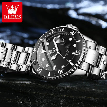 OLEVS Top Original Quartz Watch for Men Diving Series Stainles Steel Waterproof Man Watch Fashion Luxury Brand Men's Wristwatch OLEVS Official Watch Store