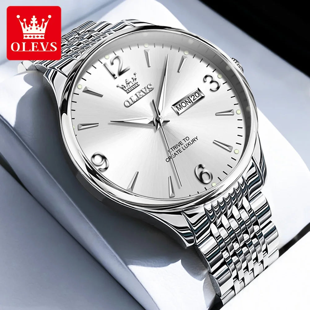 OLEVS 2928 Original Men's Watches Fashion Simple Auto Date Digital Dial Elegant Man Wristwatch Luxury Brand Quartz Watch for Men OLEVS Official Watch Store