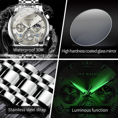 OLEVS 2856 Fitwheel, Chronograph Stainless Steel Watch - OLEVS