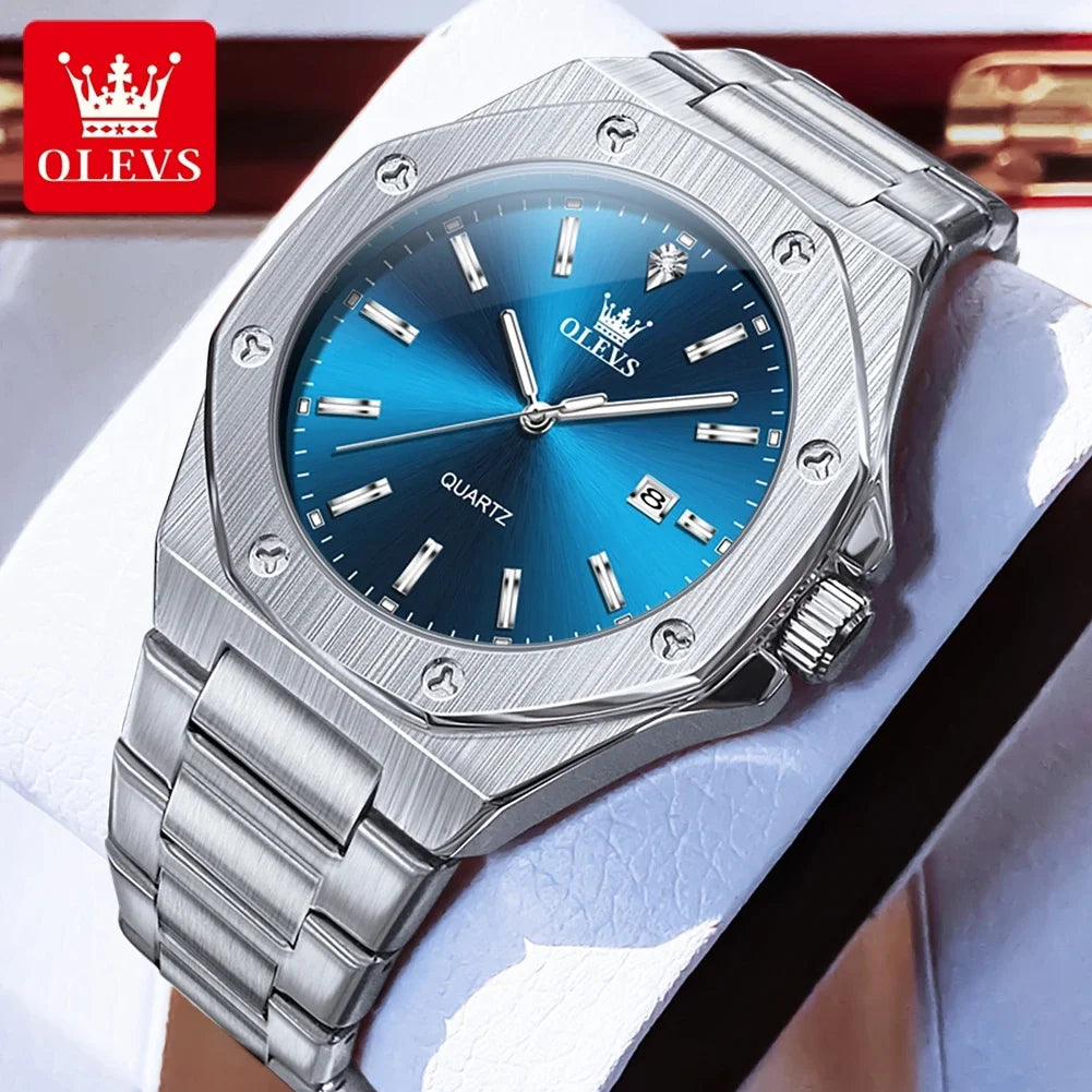 OLEVS 3613 Luminous Gold Stainless Steel Date Hombre Quartz Watch - OLEVS