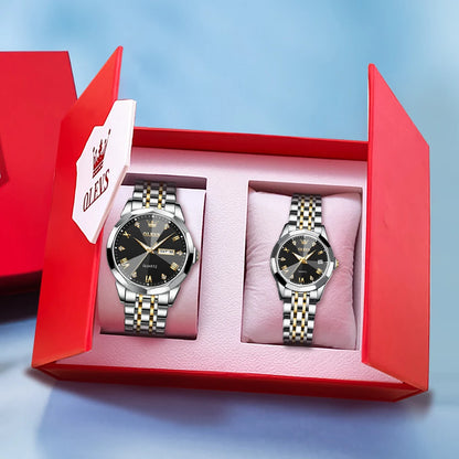 OLEVS 9931 Couple Watch Rhombus Mirror - OLEVS