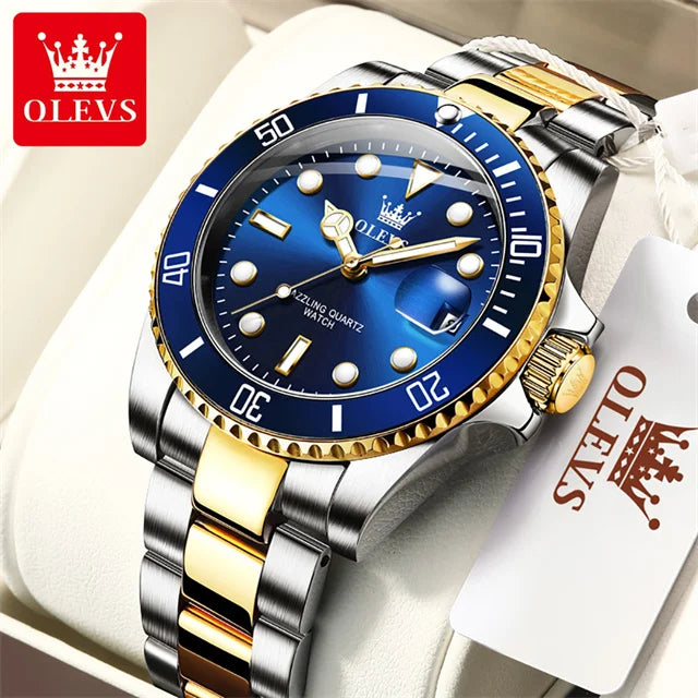 OLEVS Top Original Quartz Watch for Men Diving Series Stainles Steel Waterproof Man Watch Fashion Luxury Brand Men's Wristwatch OLEVS Official Watch Store