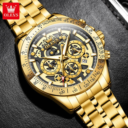 OLEVS Business Gold Skeleton Watch