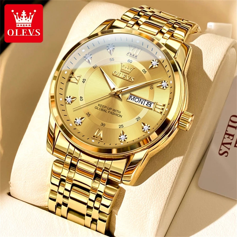 OELVS TY712 Casual Waterproof Stainless Steel Scratch-Resistant Quartz Watch - OLEVS
