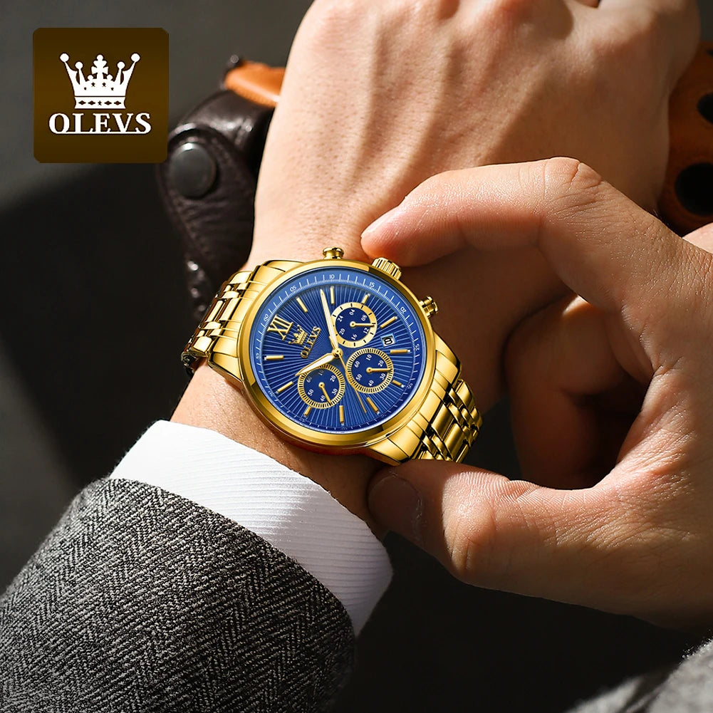 OLEVS TY709 Stainless Steel Chronograph Calendar Luxury Quartz Watch - OLEVS