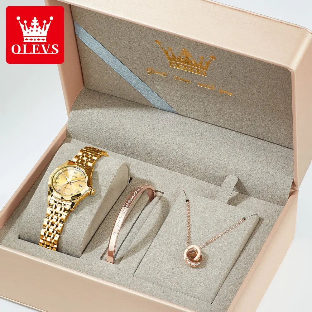 OLEVS 9931 Luxury Diamond Quartz Watch For Women - OLEVS