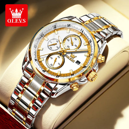 OLEVS TY713 Casual Stainless Steel, Luminous Chronograph Date Quartz Watch - OLEVS