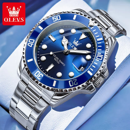 OLEVS 5885 Quartz Stainless Steel Divers Watch - OLEVS
