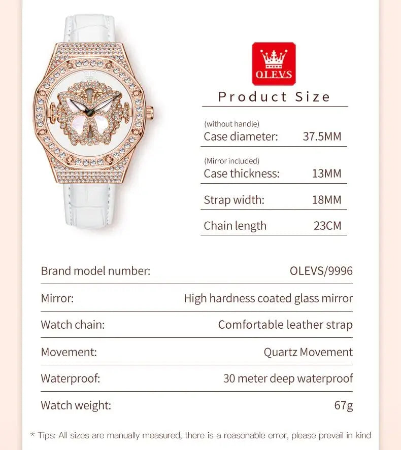 OLEVS 9996 Butterfly Luxury Quartz Watch For Women - OLEVS