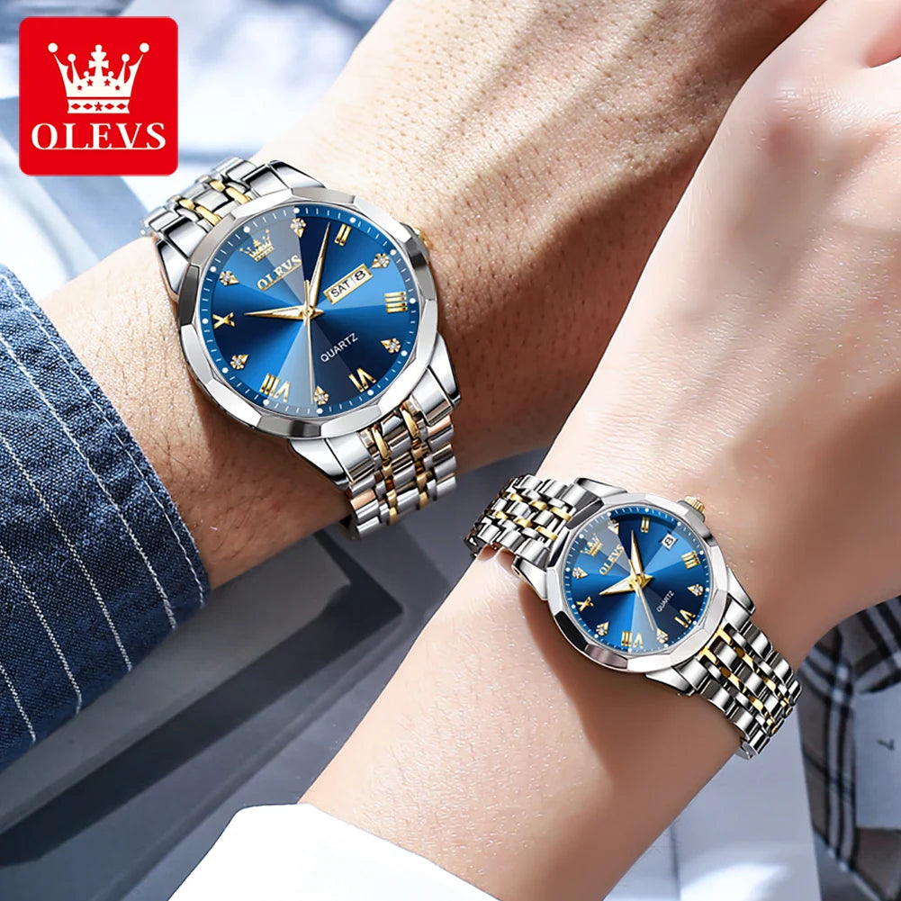OLEVS 9931 Couple Watch Rhombus Mirror - OLEVS
