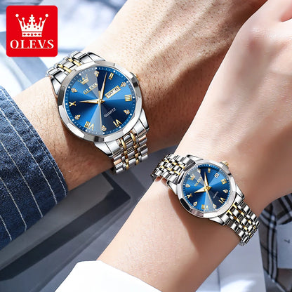OLEVS 9931 Couple Watch Rhombus Mirror - OLEVS