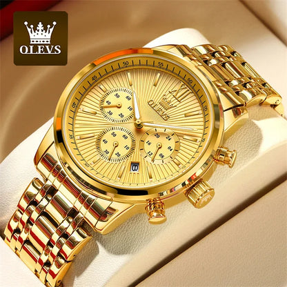 OLEVS TY709 Stainless Steel Chronograph Calendar Luxury Quartz Watch - OLEVS