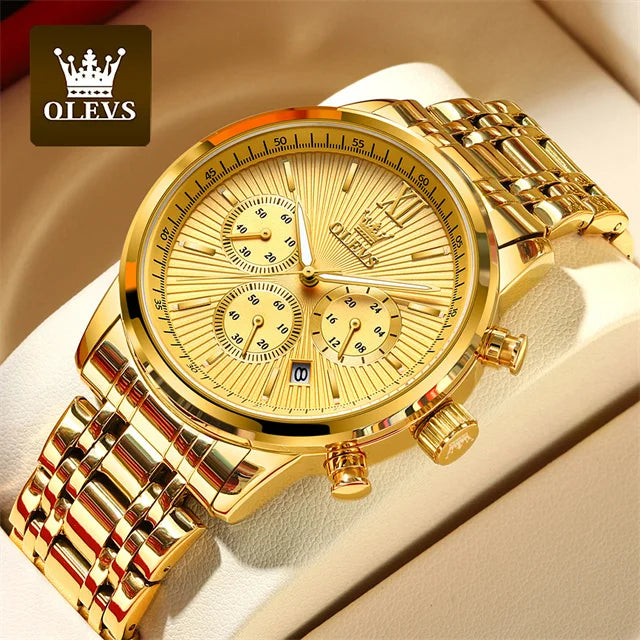 OLEVS TY709 Stainless Steel Chronograph Calendar Luxury Quartz Watch - OLEVS