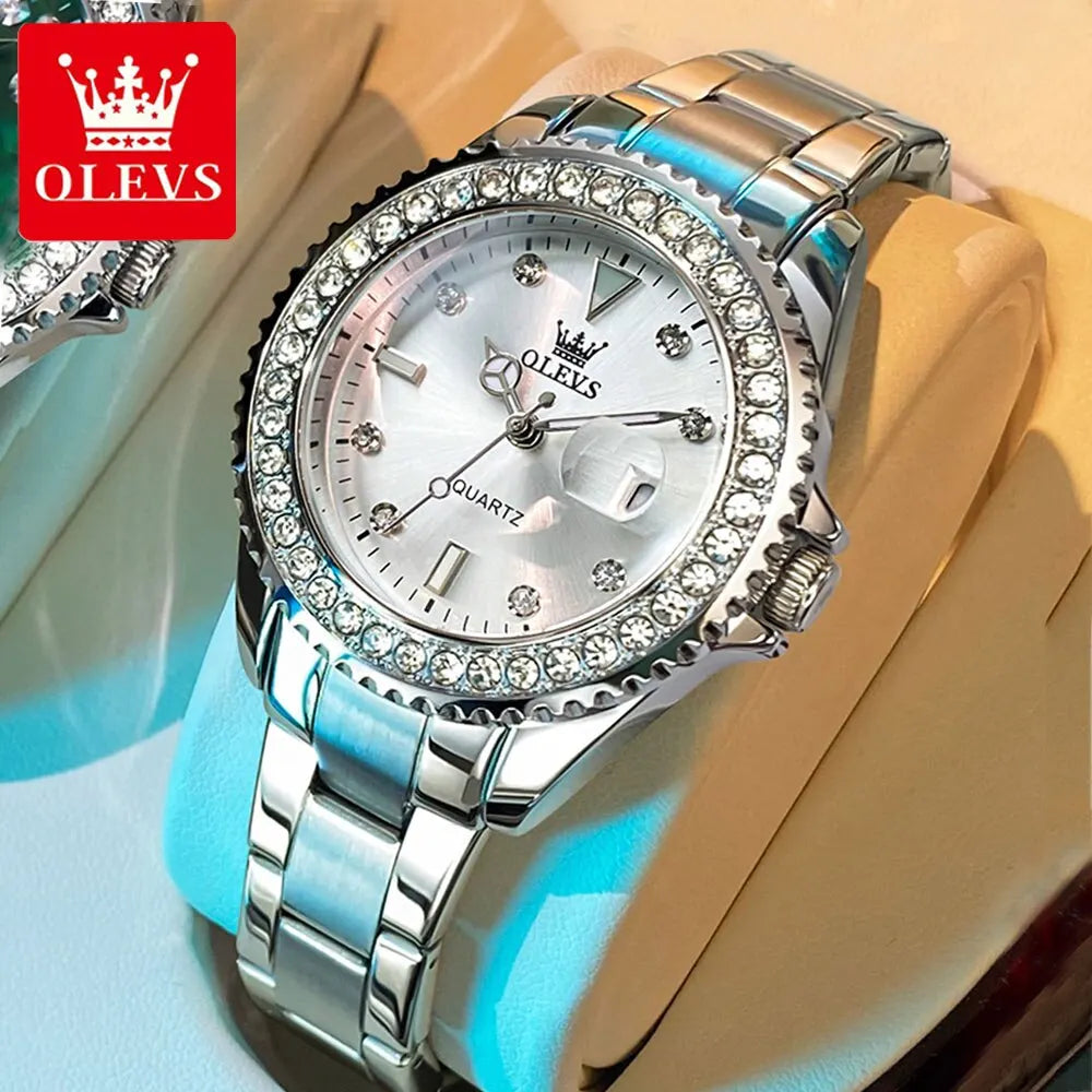 OLEVS 9945 Original Diamond Dial Quartz Watch for Women - OLEVS
