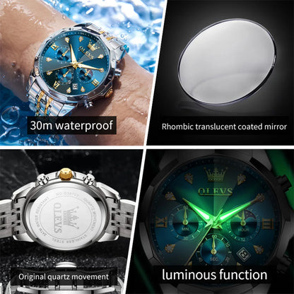 OLEVS 3670 Moon Phase Chronograph Luxury Rhombus Mirror Quartz Watch - OLEVS