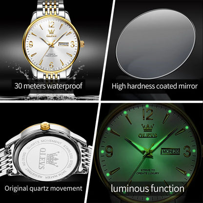 OLEVS 2928 Original Men's Watches Fashion Simple Auto Date Digital Dial Elegant Man Wristwatch Luxury Brand Quartz Watch for Men OLEVS Official Watch Store