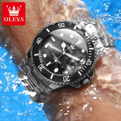 OLEVS Top Original Quartz Watch for Men Diving Series Stainles Steel Waterproof Man Watch Fashion Luxury Brand Men's Wristwatch OLEVS Official Watch Store