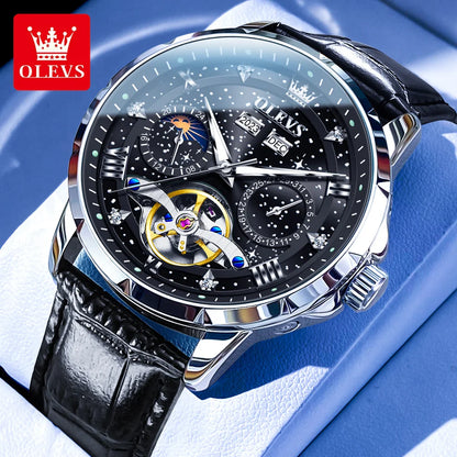 OLEVS 6690 Automatic Starry Sky Tourbillon Design Moon - OLEVS
