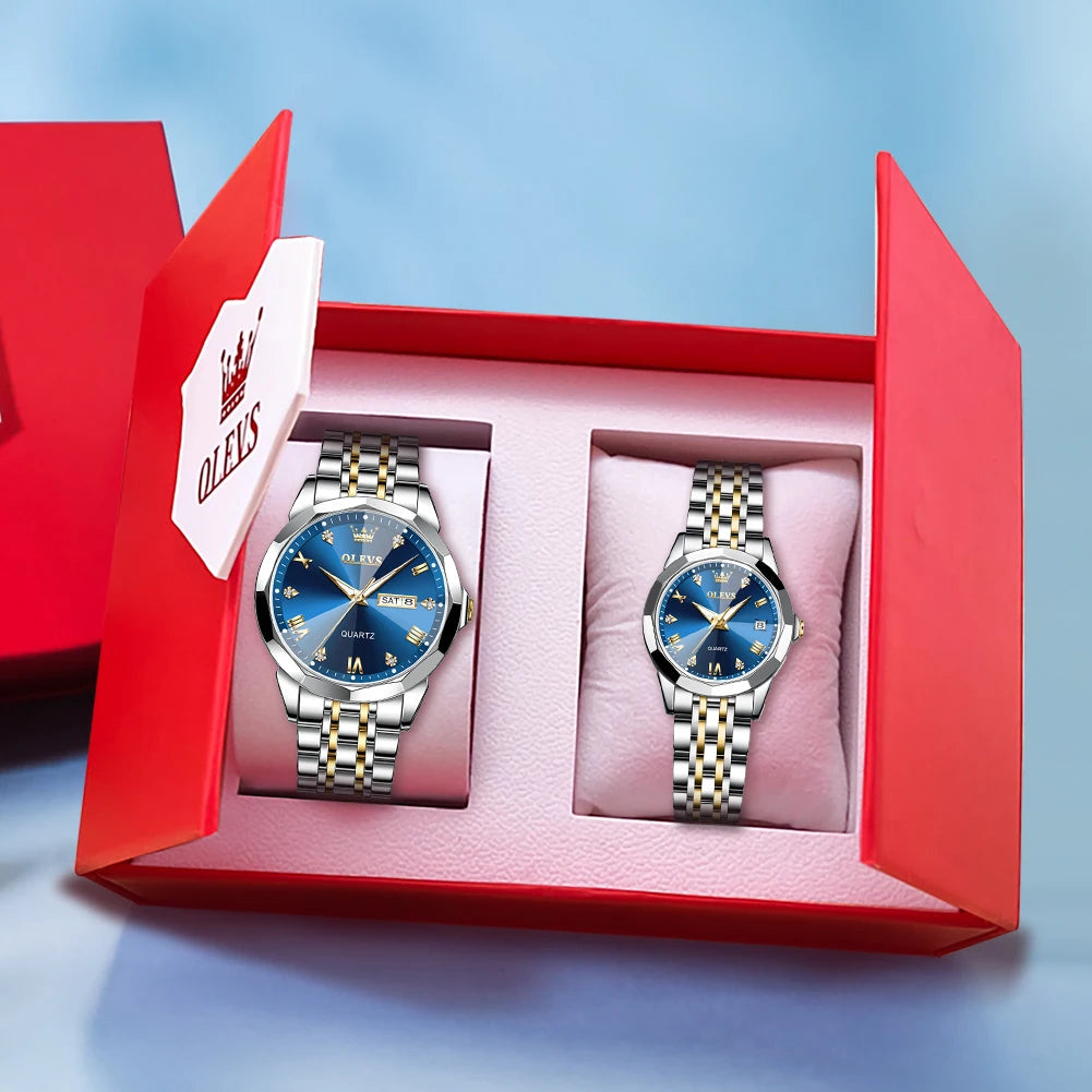 OLEVS 9931 Couple Watch Rhombus Mirror - OLEVS