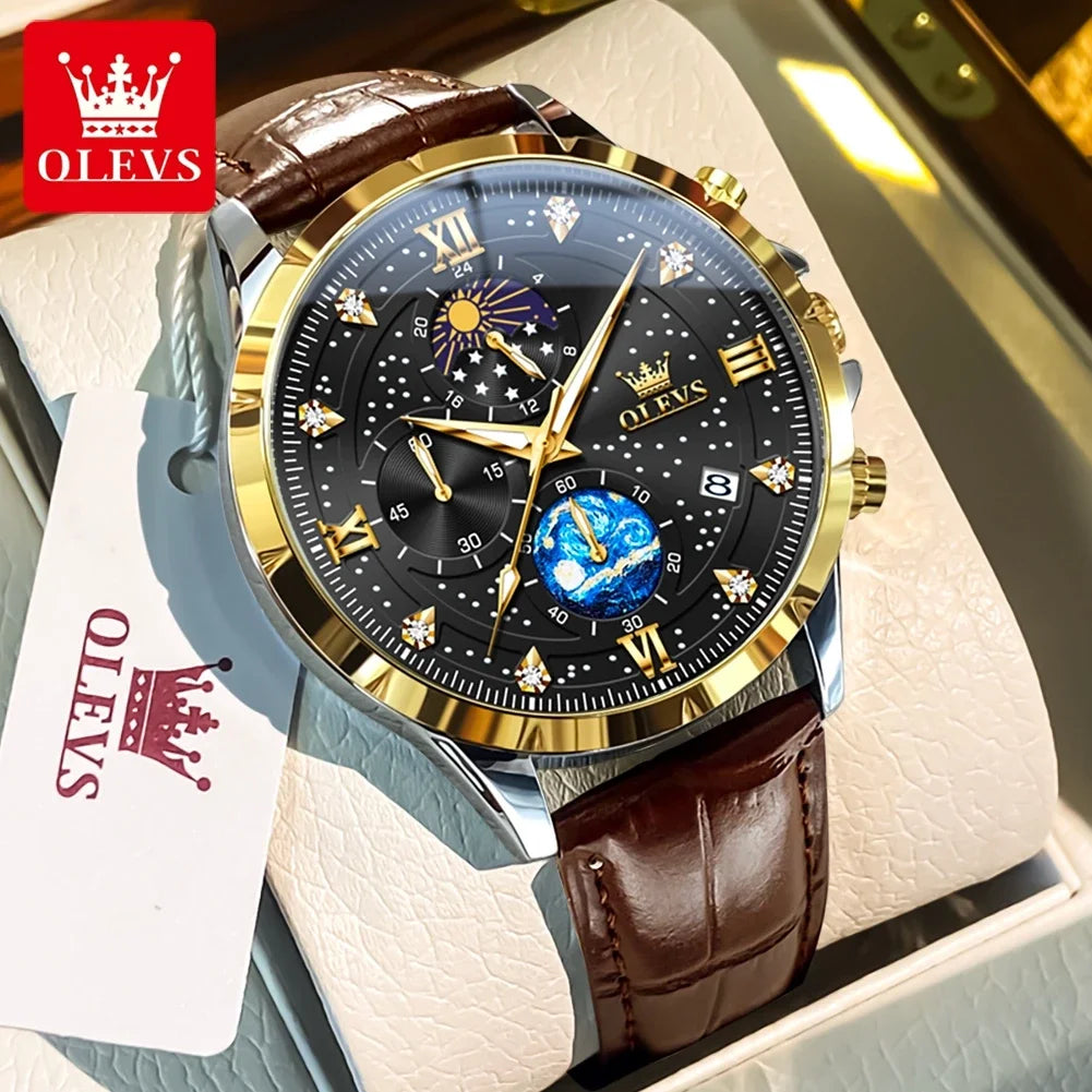 OLEVS 9807 Luminous Starry Sky Dial, Chronograph - OLEVS