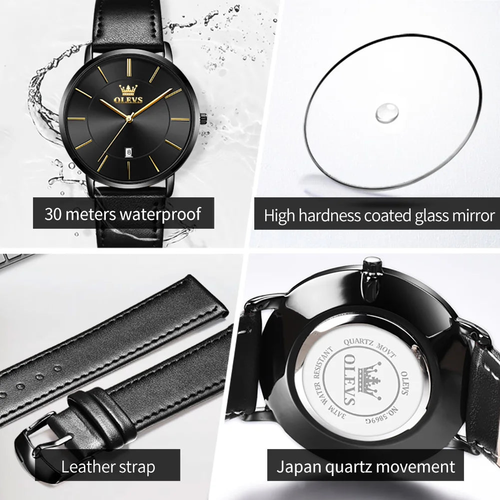 OLEVS 5869 Leather Strap - OLEVS