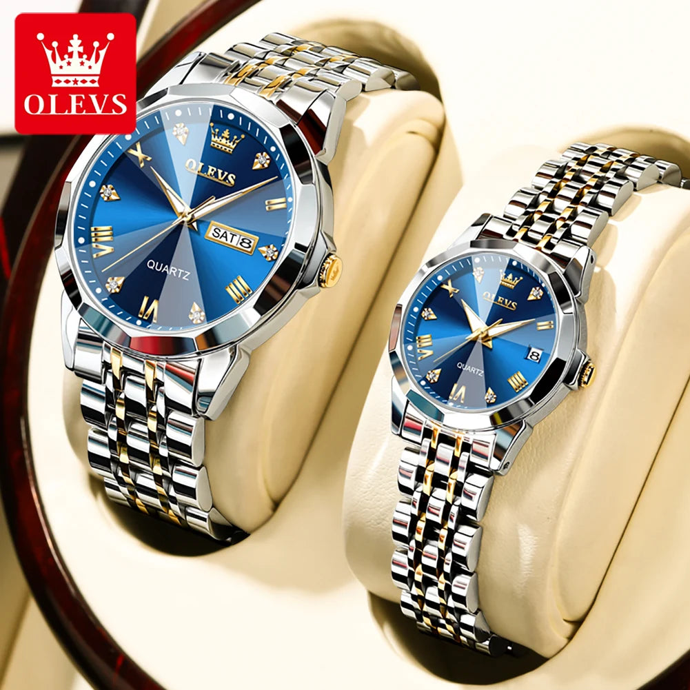 OLEVS 9931 Couple Watch Rhombus Mirror - OLEVS