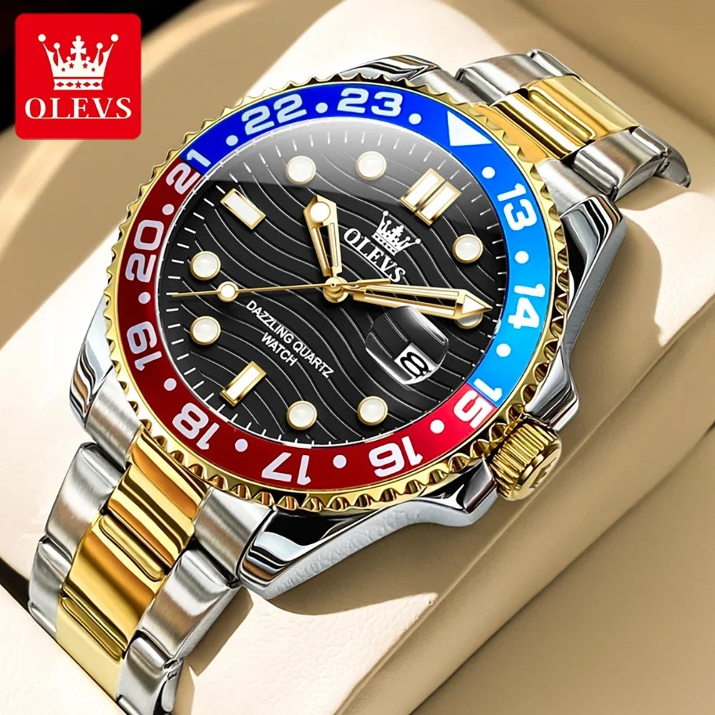 OLEVS 3610 Luxury Diving Series Colorful Bezel Fashion Original Quartz Watch - OLEVS