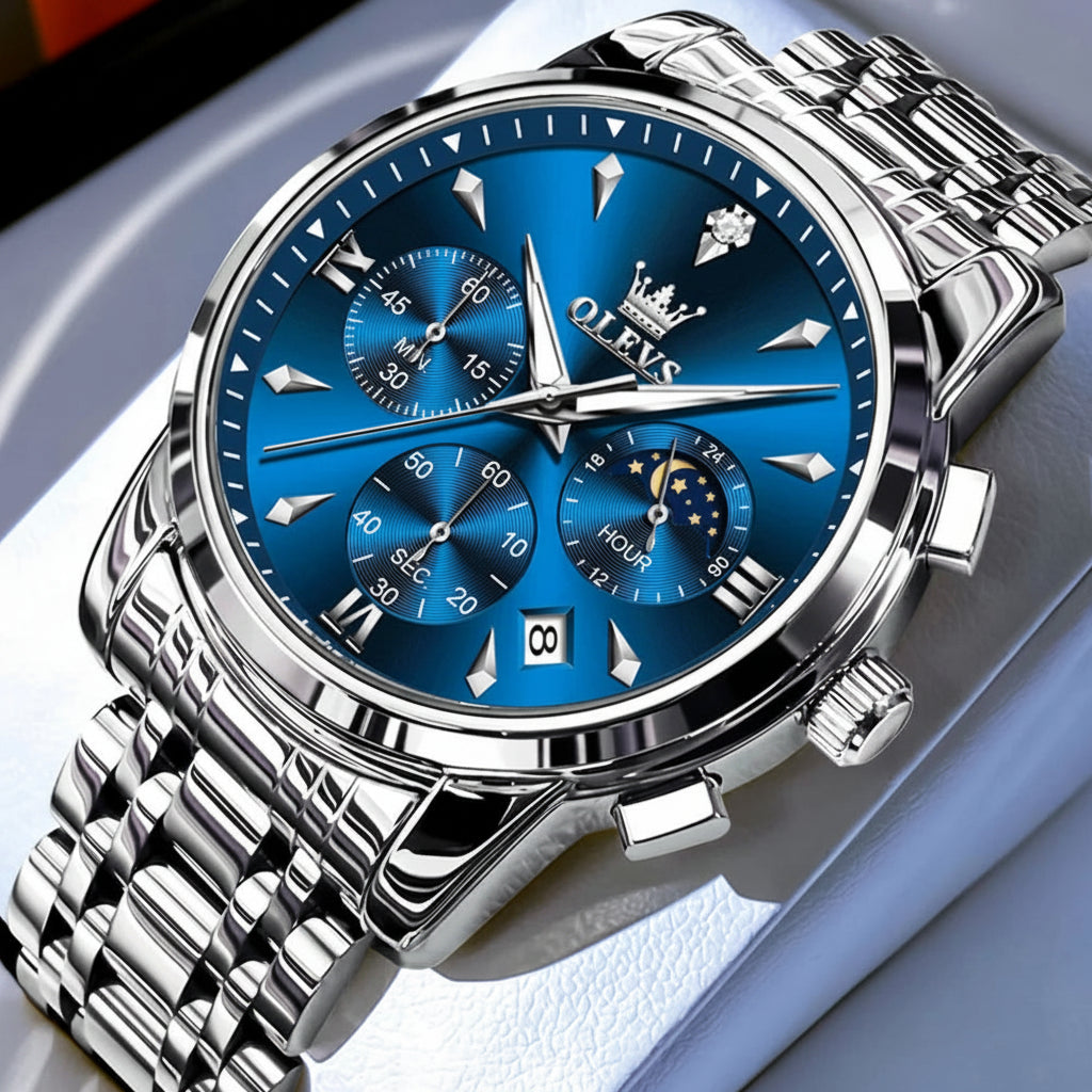 OLEVS 3639 Multifunctional Chronograph Watch, Luminous Moon Phase Watch - OLEVS