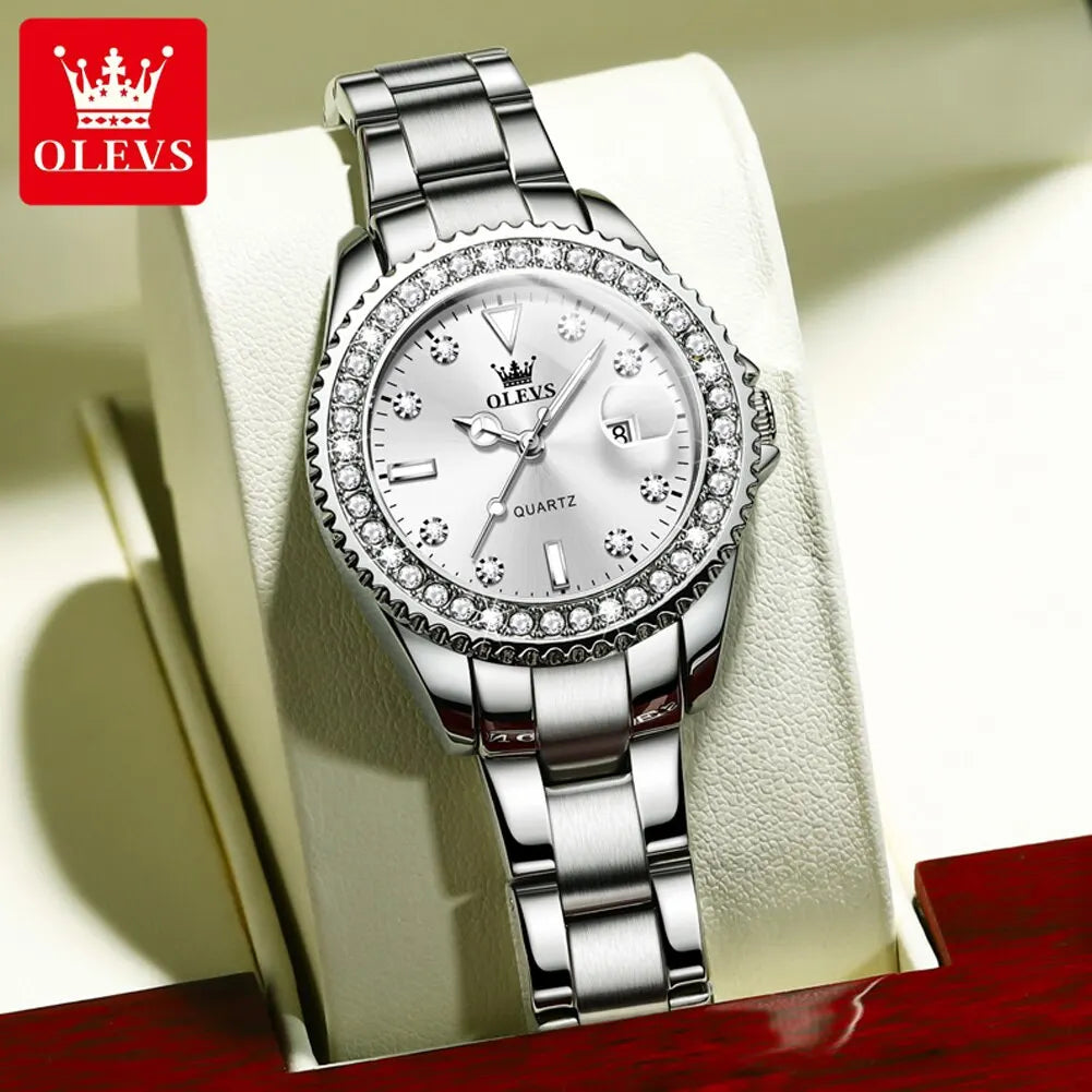 OLEVS 9945 Original Diamond Dial Quartz Watch for Women - OLEVS