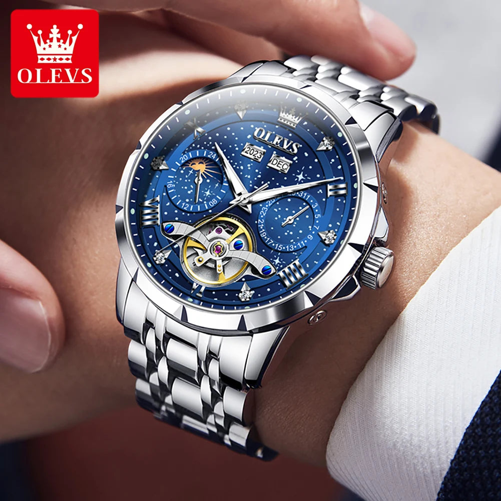 OLEVS 6690 Automatic Starry Sky Tourbillon Design Moon - OLEVS