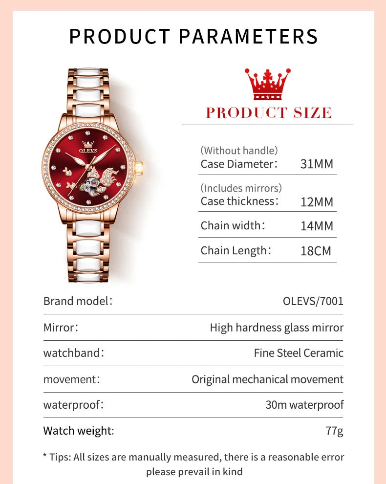 OLEVS 7001 Luxury Mechanical Ladies Watch - OLEVS