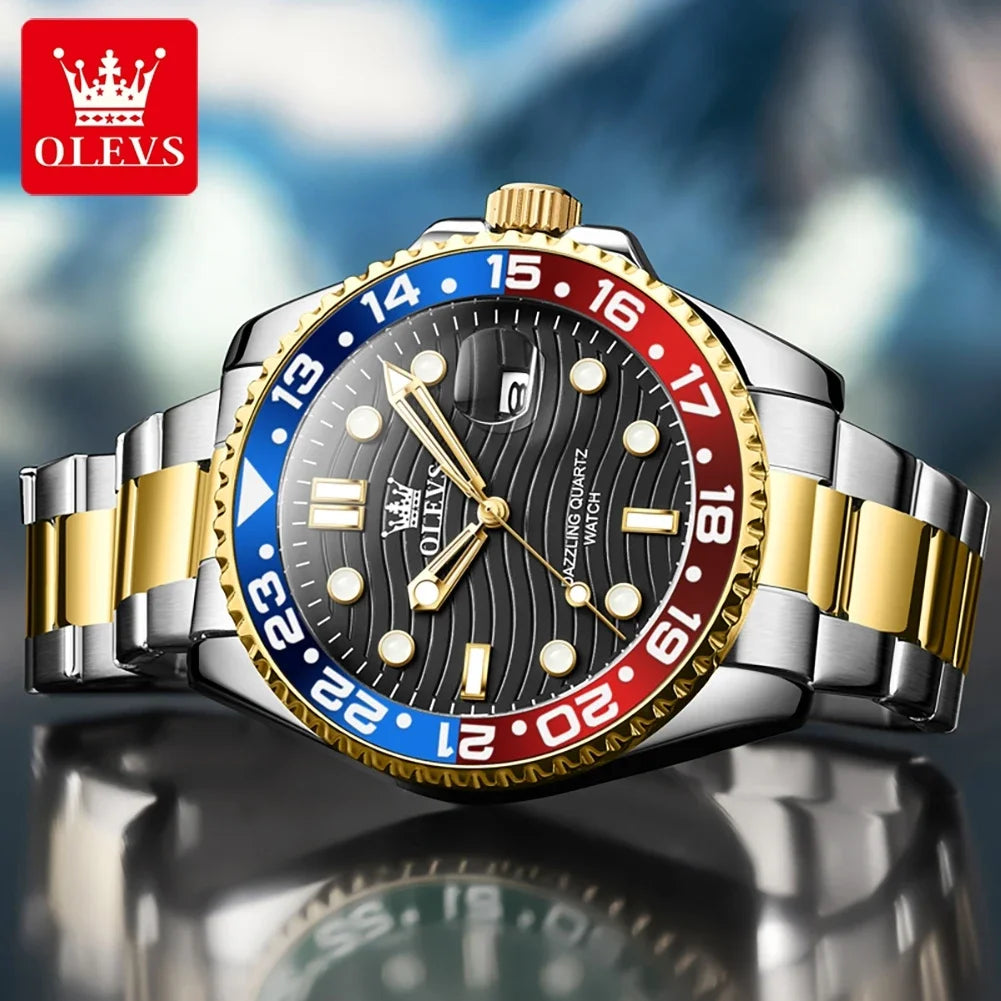 OLEVS 3610 Luxury Diving Series Colorful Bezel Fashion Original Quartz Watch - OLEVS