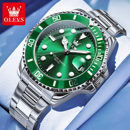 OLEVS 5885 Quartz Stainless Steel Divers Watch - OLEVS