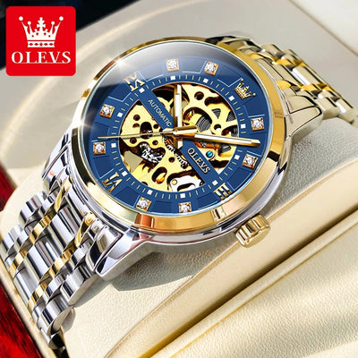 OLEVS 9901 Mens WatchLuxury Hollowing Mechanical Wristwatch Waterproof Luminous Stainless Steel Fashion Automatic Watch For Man OLEVS Official Watch Store