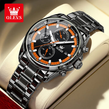 OLEVS TY713 Casual Stainless Steel, Luminous Chronograph Date Quartz Watch - OLEVS