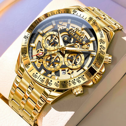 OLEVS Business Gold Skeleton Watch