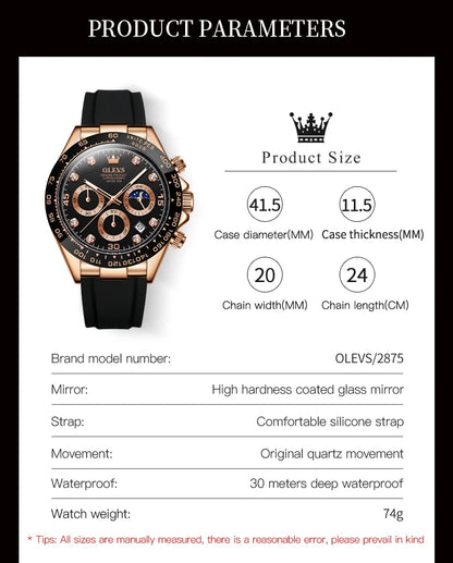 OLEVS 2875 Silicone Sports Luminous +Quartz Watch - OLEVS
