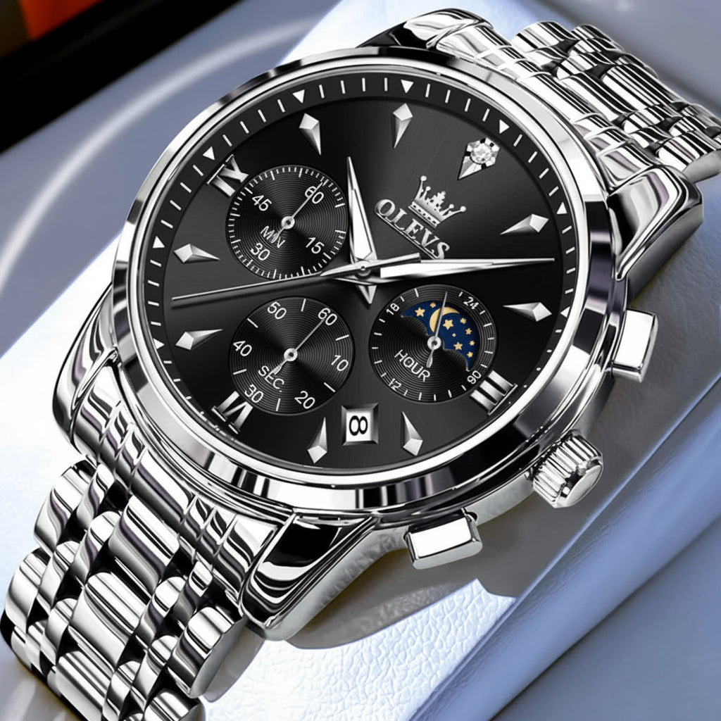 OLEVS 3639 Multifunctional Chronograph Watch, Luminous Moon Phase Watch - OLEVS