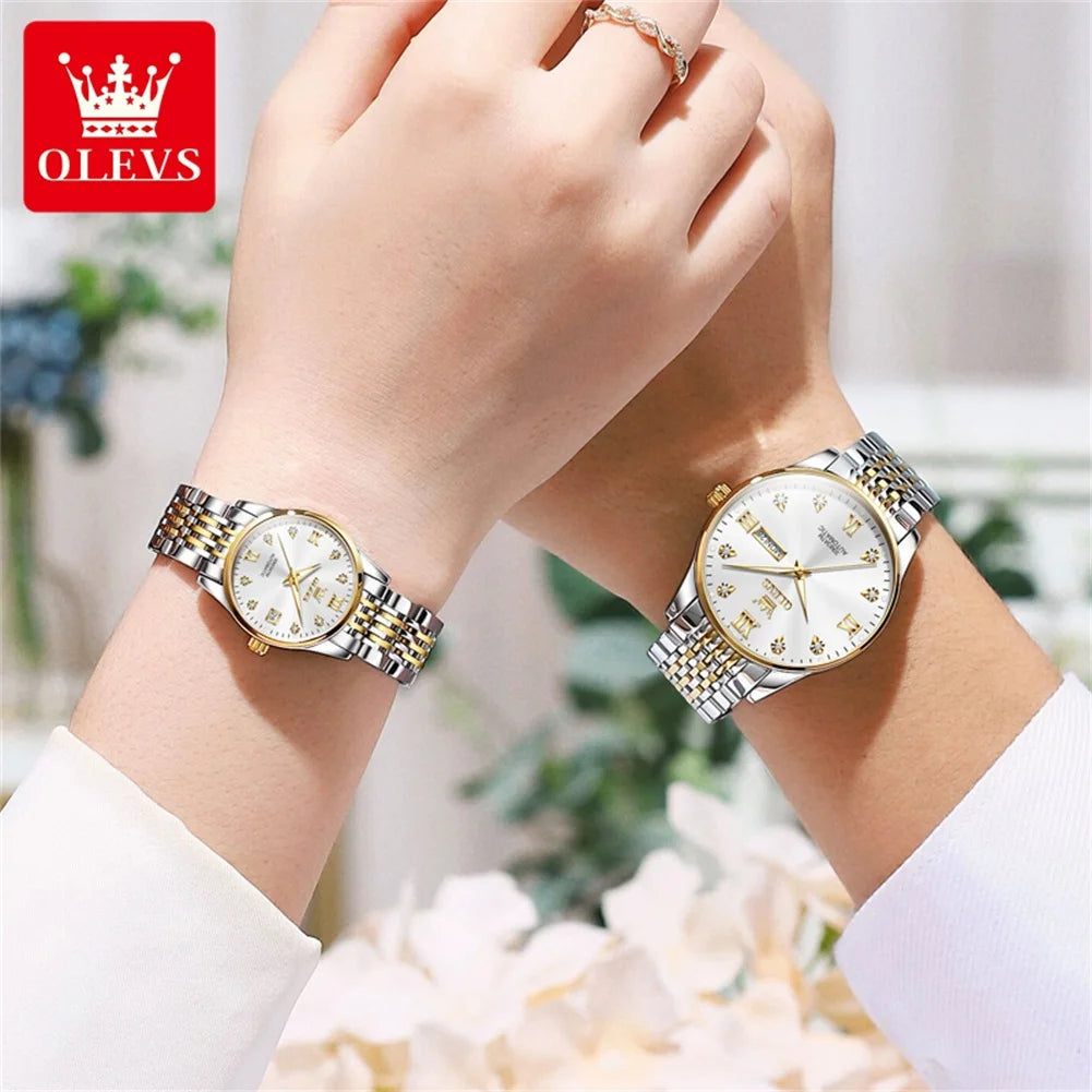 OLEVS 6673 Automatic Mechanical Couple Watch - OLEVS