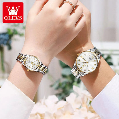 OLEVS 6673 Automatic Mechanical Couple Watch - OLEVS