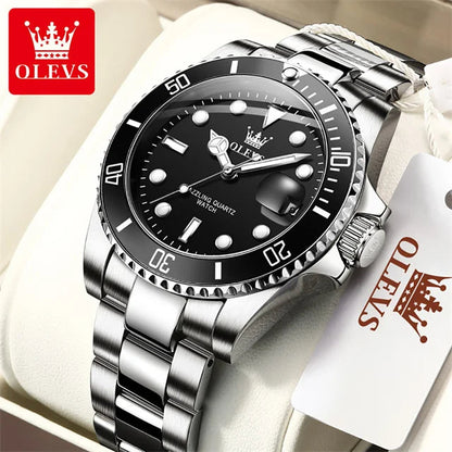 OLEVS Top Original Quartz Watch for Men Diving Series Stainles Steel Waterproof Man Watch Fashion Luxury Brand Men's Wristwatch OLEVS Official Watch Store