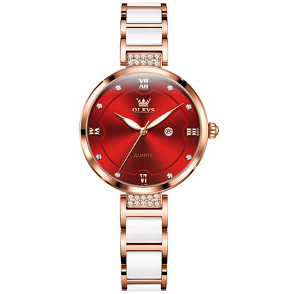 OLEVS 5589 Ceramic Watchband Ladies Wristwatch - OLEVS